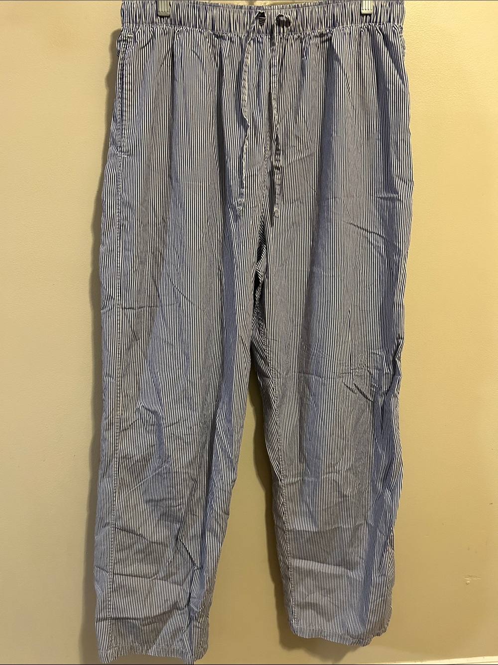 Brooks Brothers Makers Mens Large Blue White Striped Lounge Pajama Pants Cotton